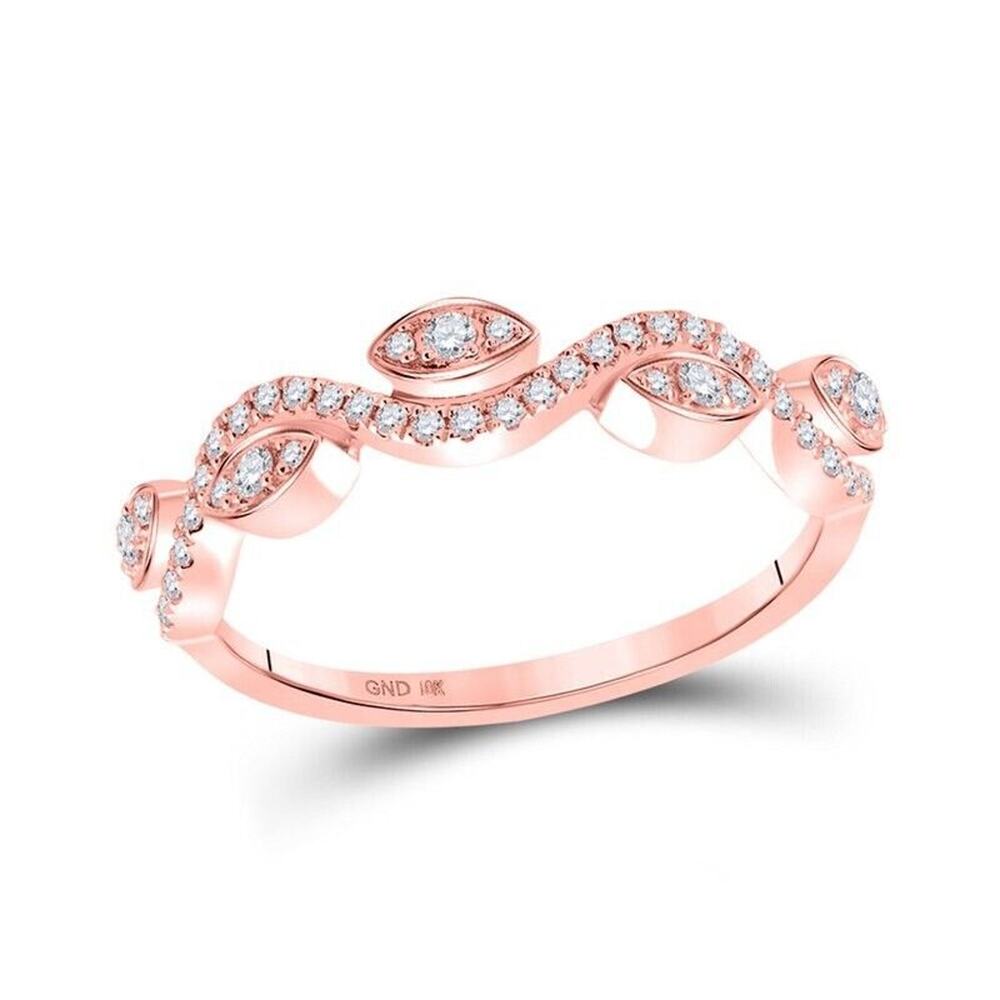 Diamond Stackable Band Ring 10kt Rose Gold Womens